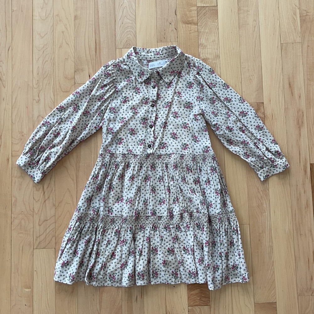 Zara Girls Floral Cherry Dress Lined Size 6